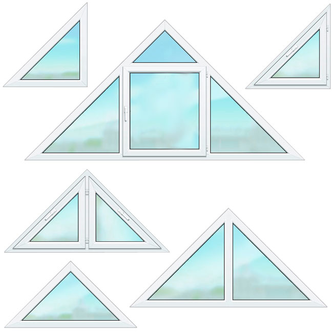 Разные формы треугольных окон из ПВХ профиля